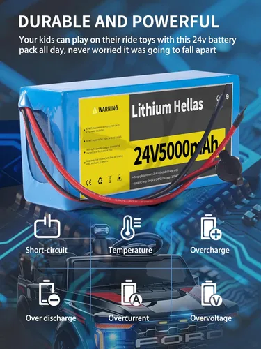 Vista 5 de Paquete de 2 baterías de litio de 24 V 5 Ah con cargador de 29.4 V 1 A, batería recargable de 24 V para niños, juguetes y proyectos de bricolaje