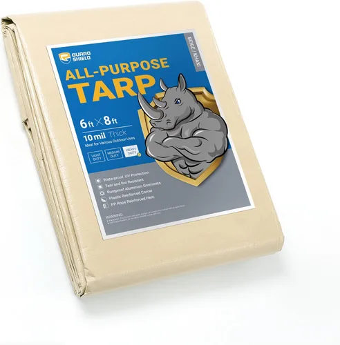 Vista 20 de GUARD SHIELD Lona resistente de 12 x 16 pies, cubierta de lona de polietileno negra y plateada impermeable, gruesa, multiusos, de 25/64 pulgadas