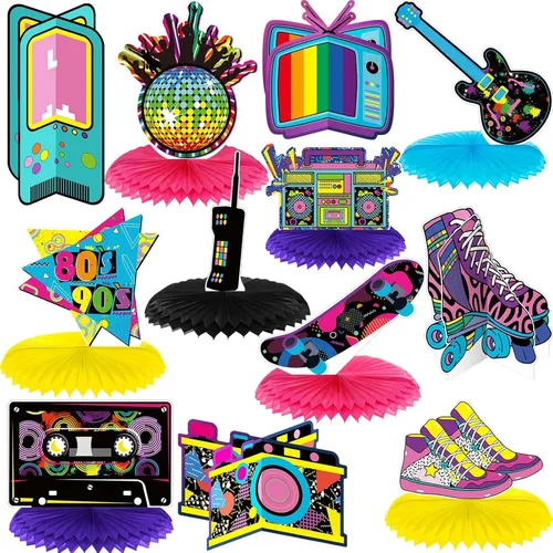 Vista 10 de 12 piezas de centros de mesa de panal de abejas para camping, suministros de fiesta, fogata, centros de mesa de aventura, decoración de pasteles