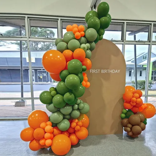 Vista 6 de 164 PCS Guirnalda de Globos de Dinosaurio Verde Naranja Marrón Kit de Arco de Globos para Niños Decoraciones de Fiesta Temática de Dinosaurios