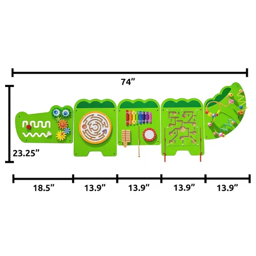 Vista 7 de SPARK & WOW Paneles de pared de actividades de arcoíris y cocodrilo, a partir de 18 años, juguetes sensoriales Montessori, 18 actividades, tableros