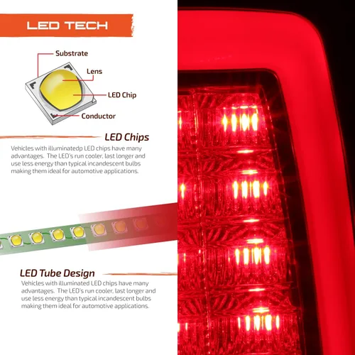 Vista 4 de AKKON - Para [lubricante de luz LED en forma de C] 2013-2018 Dodge Ram Pickup Truck (DS/DJ/D2) luces traseras negras luces traseras izquierda+par