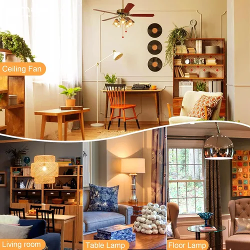 Vista 7 de comzler Bombilla pequeña de 6 W, luz blanca cálida de 2700 K, equivalente a 60 vatios, base de tornillo estándar E26 con forma A15/G45