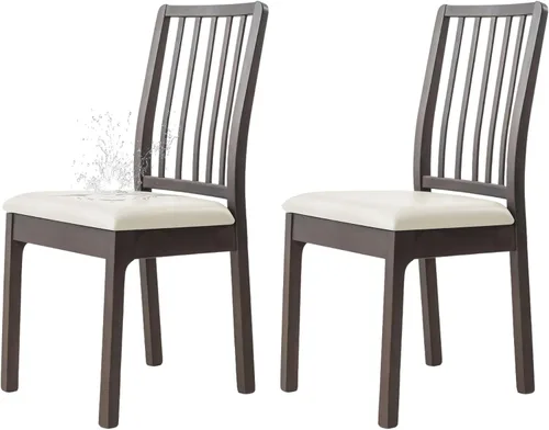 Vista 17 de Dimatic Juego de 2 fundas de asiento para silla, de piel sintética, impermeables, fundas elásticas para sillas de comedor, fundas protectoras