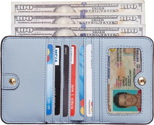 Vista 2 de Toughergun Billetera plegable de cuero genuino para mujer, pequeña y compacta, con bloqueo RFID y ventana de identificación