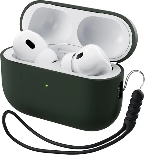 Vista 13 de ORNARTO Funda compatible con AirPods Pro 2 2022, silicona híbrida protectora completa para AirPods Pro de 2ª generación, cubierta frontal LED
