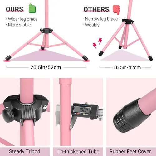 Vista 3 de CAHAYA Soporte de partituras y soporte de música de mesa con respaldo sólido con bolsa de transporte para libros, notas, portátil, tableta, rosa