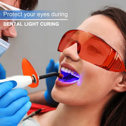 Vista 2 de EZGO Gafas de seguridad para laboratorio dental, gafas antivaho para protección de ojos, gafas de seguridad para blanquear los dientes, luz de curado