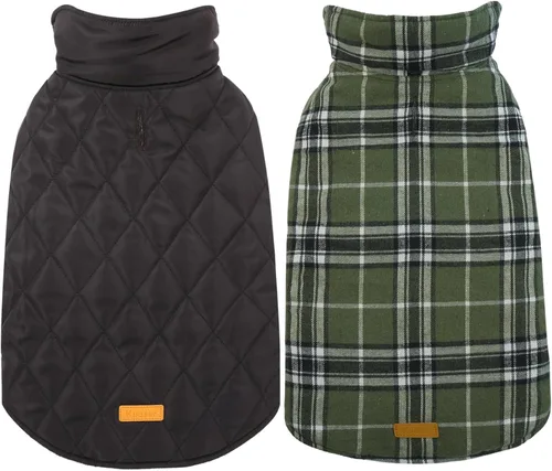 Vista 15 de Kuoser - Abrigos impermeables resistentes al viento para perros, abrigos para clima frío, ropa para perros pequeños, medianos y grandes, ropa Marrón