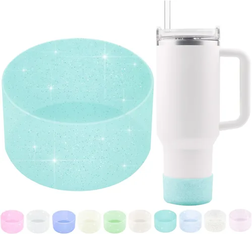 Vista 17 de Funda protectora de silicona con purpurina WORBSS para taza Stanley Cup H2.0 de 20, 30, 40 onzas y botella Hydro Flask de 18-24 onzas con cubierta