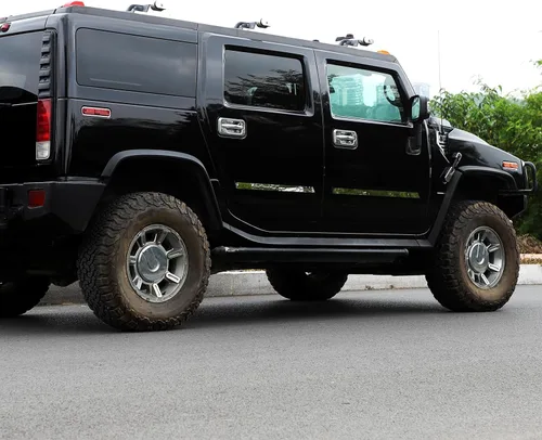 Vista 6 de Protector de puerta de moldura lateral para Hummer H2 2003-2009, kit de moldura de cuerpo de acero inoxidable