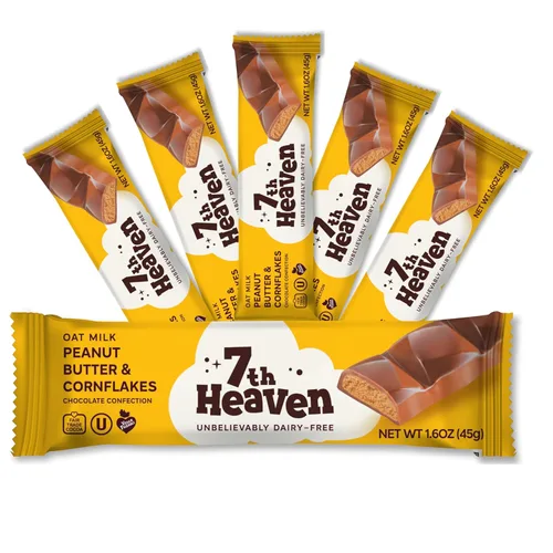 Vista 16 de 7th Heaven, Barras veganas de chocolate con leche de avena: coco caramelizado (1.6 oz - paquete de 6), chocolate saludable, regalo perfecto de San