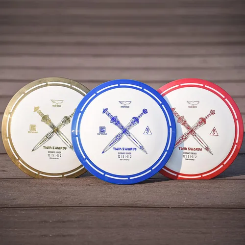 Vista 6 de Yikun Disc Disco de golf Twin Swords Tortuga Fruit Line Distancia Driver 6.00-6.17 oz con 1pcs Disco Golf Rango Medio 5.82-6.00 oz para juegos al