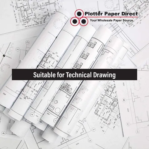 Vista 5 de PlotterPaperDirect - Rollos de papel CAD de 36 x 100 pies, 46 libras. Papel blanco brillante recubierto de 95 sobre un núcleo de 2 pulgadas, papel