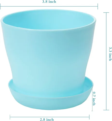 Vista 2 de TDHDIKE 10 macetas de plástico para interiores, mini plántulas de flores, maceta de vivero/maceta/maceta con paleta, contenedores decorativos