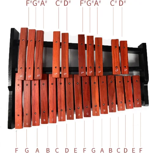 Vista 3 de TNZMART Xilófono de madera de 25 notas xilófonos Glockenspiel con mazo Instrumento de percusión profesional (xilófono)