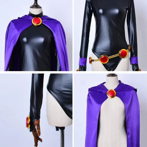 Vista 5 de miccostumes Conjunto completo de traje de cosplay con capa morada, color negro