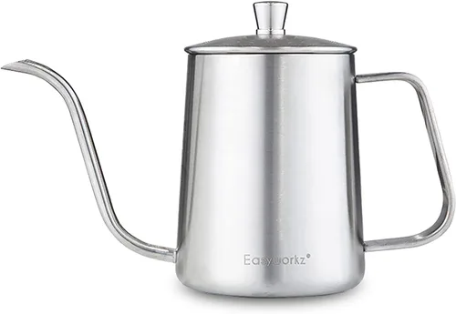 Vista 10 de Easyworkz Calibre cuello de cisne verter sobre la tetera de café de acero inoxidable de 12 onzas con boquilla larga y estrecha