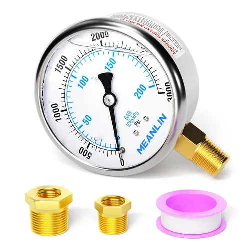 Vista 15 de MEANLIN MEASURE - Vacuómetro de presión de vacío de acero inoxidable, esfera con cara de 2.5 pulgadas, NPT de 1/8 de pulgada, montaje trasero