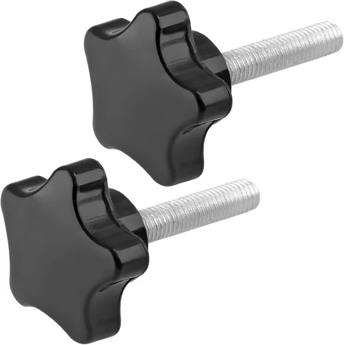 Vista 22 de Pomo de estrella de rosca M8 x 1.575 in, 4 unidades, mango de sujeción hexagonal de plástico, tornillo de apriete manual para reemplazo de base