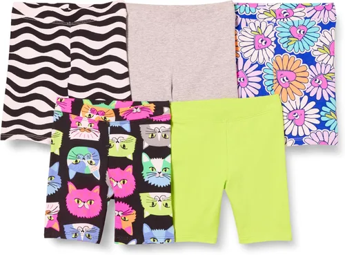 Tienda Essentials Pantalones cortos de ciclismo midi para niñas y niños pequeños (cebra previamente manchada), paquete de 5