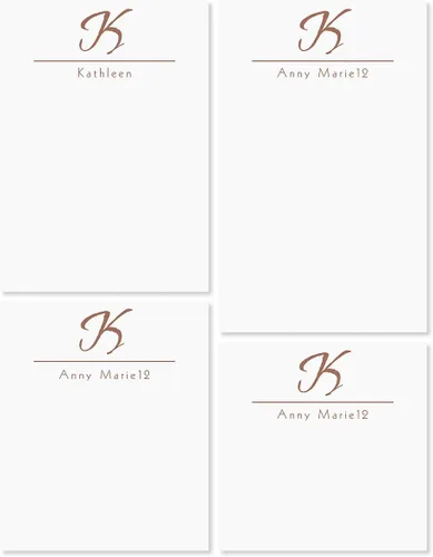 Vista 5 de Current Juego de 4 bloc de notas personalizado con inicial, 100 hojas, varios tamaños, ideal para listas de compras, listas de comestibles y regalos
