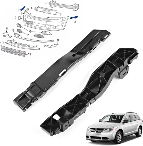 Vista 3 de Juego de soportes de parachoques delantero compatibles con Dodge Journey 2009-2017, piezas de repuesto laterales izquierdo y derecho, ajuste directo