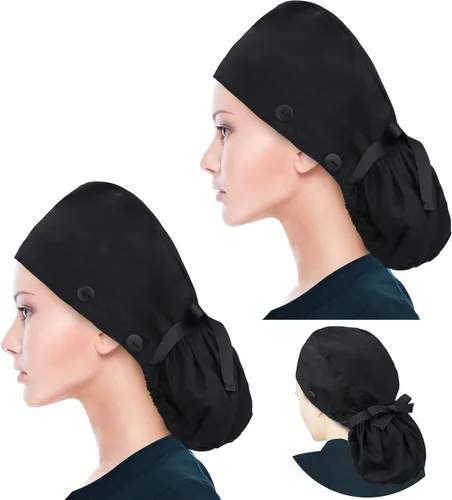 Vista 38 de ABAMERICA Scrub Caps for Women Surgical Caps Nurse Hat Functional Ponytail Holder for Long Hair Single or Satin-Lined