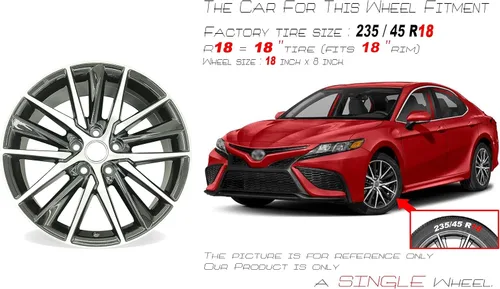 Vista 2 de Rueda negra mecanizada de 18 pulgadas para Toyota Camry OEM 2021 2022