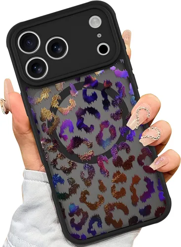 Vista 17 de AIGOMARA - Funda para iPhone 11 [Compatible con MagSafe] Diseño de patrón de leopardo negro para mujeres, niñas y hombres, suave, parachoques