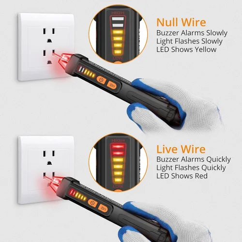 Vista 3 de Neoteck 12-1000V Detector de voltaje sin contacto con linterna LED, alarma de zumbador, juicio de cable vivo/nulo - Negro