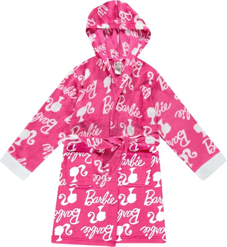 Barbie - Bata de baño con capucha para niñas, forro polar, súper suave, con bolsillos, tallas 4-10, producto oficial