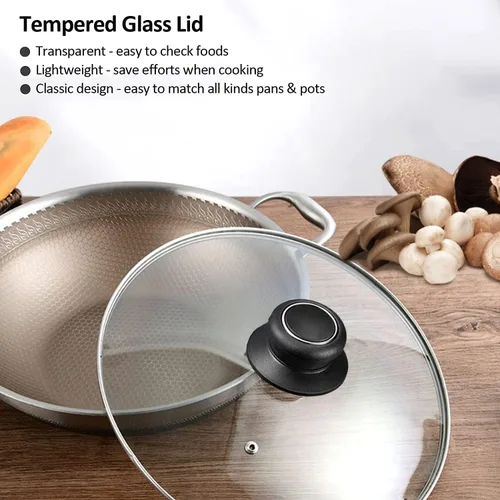 Vista 8 de Tapa de vidrio de 8 pulgadas para tapa de sartén, tapa de sartén, tapa de sartén, tapa de sartén con asa, compatible con sartén de hierro fundido