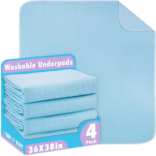 Vista 17 de Bunlitent Almohadillas lavables, 34 x 52 pulgadas, paquete de 3, color azul, almohadillas reutilizables de gran absorción para incontinencia