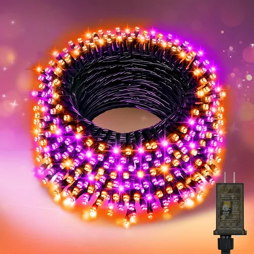 Vista 8 de Nisocy - Cadena de luces LED de 100 pies para exteriores, impermeable – Luces de hadas de color blanco cálido con enchufe, luces de árbol de Navidad