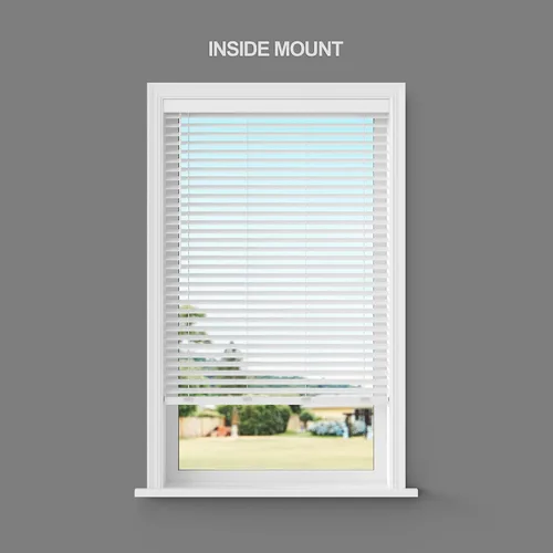 Vista 4 de Persiana de lamas planas de madera sintética de 2 pulgadas para oscurecimiento de habitación, sin cordón, más de 1000 tamaños personalizables