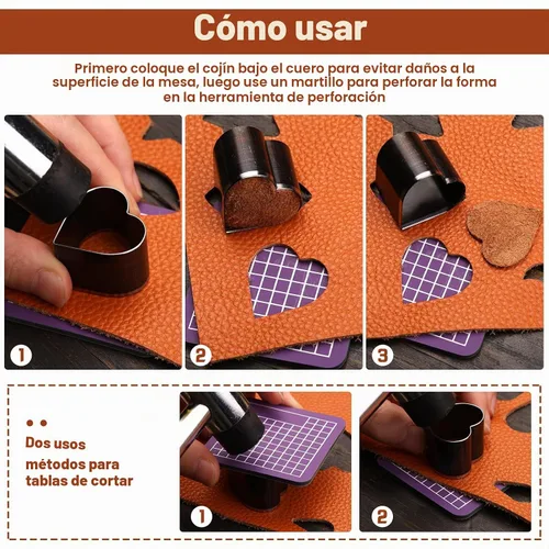 Vista 5 de 8 piezas de herramienta de corte de cuero, suministros de punzón