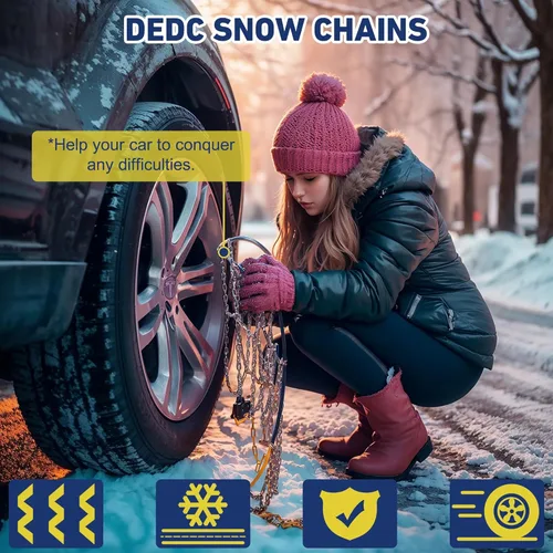 Vista 2 de DEDC Cadenas de nieve para SUV compatibles con Tesla MODELO 3 Cars 1 minuto de ajuste rápido motosierra reutilizable universal cadena de tracción
