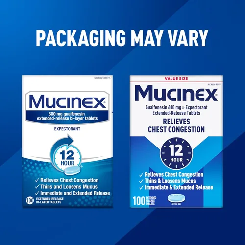 Vista 8 de Mucinex Tabletas de liberación extendida de 12 horas – La guaifenesina alivia la congestión del pecho causada por el exceso de moco