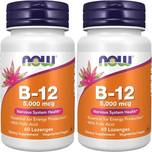 Vista 9 de NOW Foods Suplementos, Vitamina B-12 5,000 mcg, Con Ácido Fólico, Salud del Sistema Nervioso*, 60 Pastillas