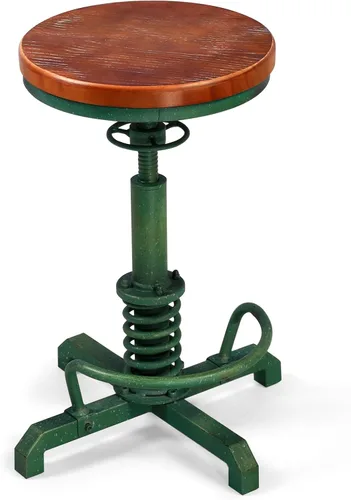 Vista 4 de LOKKHAN American Antique Steampunk Taburete de bar de 24.41 a 28.35 pulgadas, vintage, industrial, ajustable, giratorio, sin espalda, para comedor
