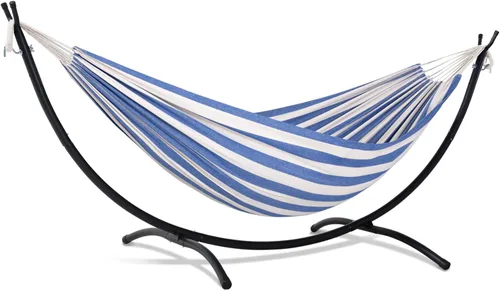 Vista 14 de SUNCREAT Hamaca portátil para exteriores con soporte incluido, hamaca doble con soporte para exterior, beige