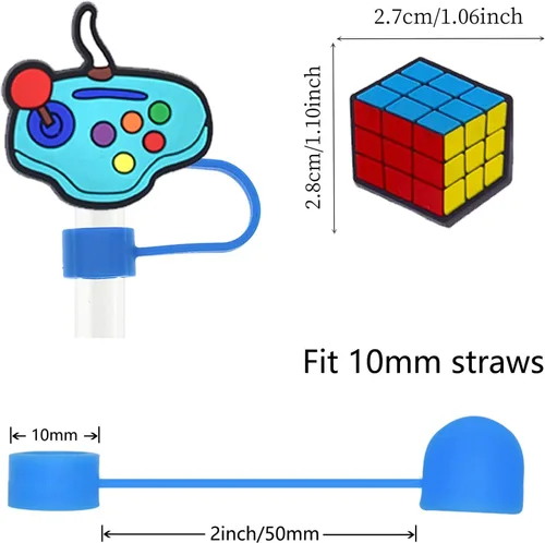 Vista 4 de 19 tapas de pajitas con diseño de juego para vaso Stanley de 40 oz/30 oz, tapa de pajita reutilizable de 10 mm, accesorios bonitos para la parte