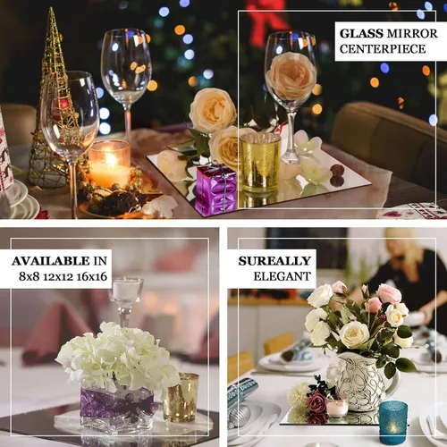 Vista 3 de Efavormart - Espejo cuadrado de cristal de 8 pulgadas, decoración de mesa para bodas, fiestas, centros de mesa, 6