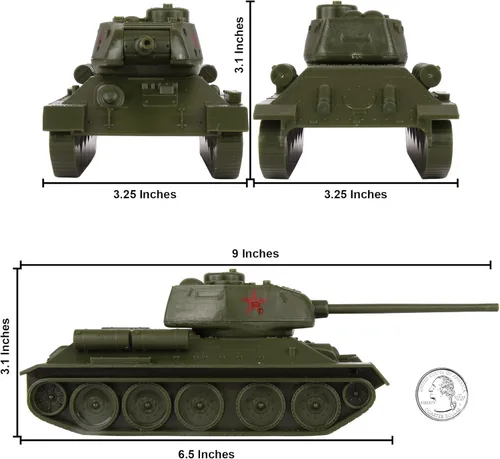 Vista 2 de BMC CTS WW2 Tanque soviético T-34 - Verde oliva 1:40 Vehículo del ejército de plástico T34 ruso