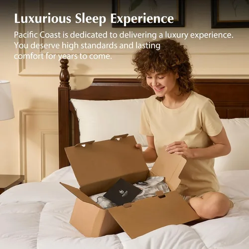 Vista 9 de Pacific Coast Hotel Collection - Almohada de plumas de ganso y plumón para dormir, diseño de 3 cámaras, apoyo medio, tamaño estándar