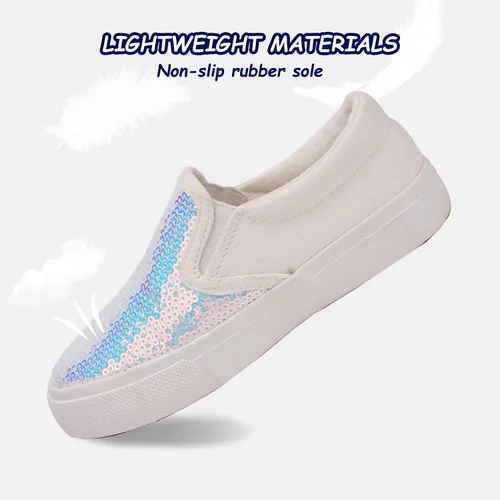 Vista 6 de Toandon Zapatillas planas brillantes con purpurina para niñas de 3 a 10 años