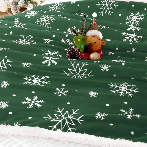 Vista 3 de Touchat Manta de Navidad, manta de Navidad sherpa, mullida, suave y acogedora, manta de franela de vellón de microfibra de felpa para sofá, cama