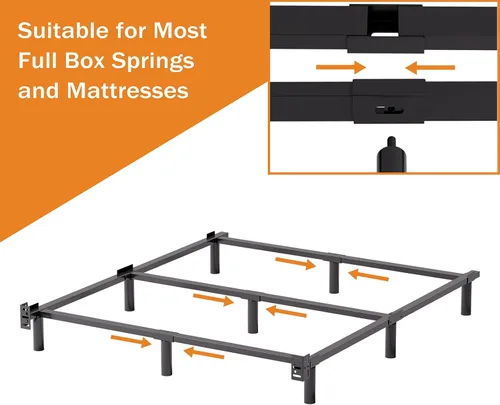 Vista 4 de Base de cama matrimonial de metal, soporte de base de cama Hith de 7 pulgadas para somier y base de colchón, marcos de cama Heavy Duty Basics, sin