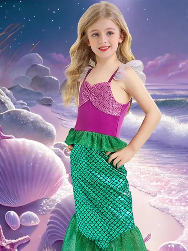 Vista 4 de Eledobby - Disfraz de princesa para niñas, vestido de princesa para niñas, disfraz de princesa para Navidad, regalo de cumpleaños
